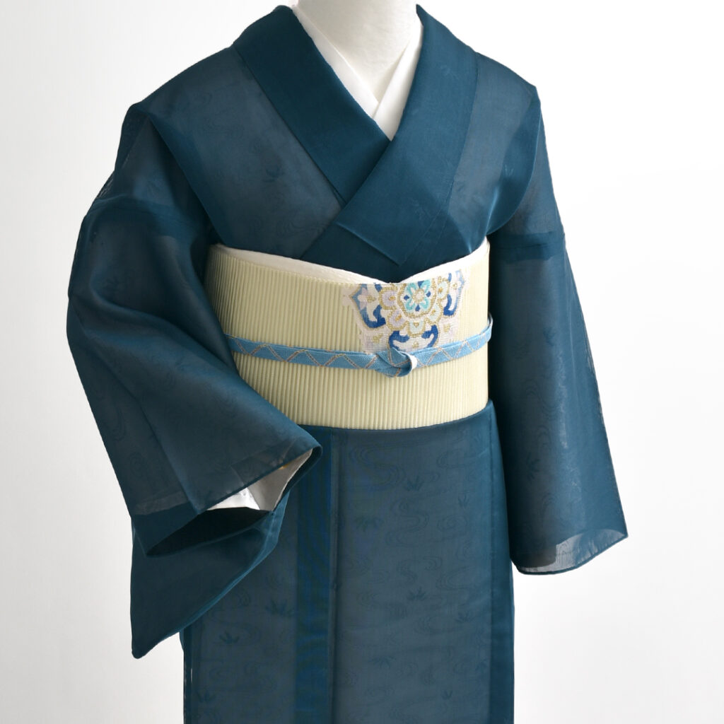[名古屋帯](夏/単衣)西陣織 名門 都 謹製
絽綴れ 手櫛織 優華理 八寸帯 正絹 日本製(商品番号：20586)