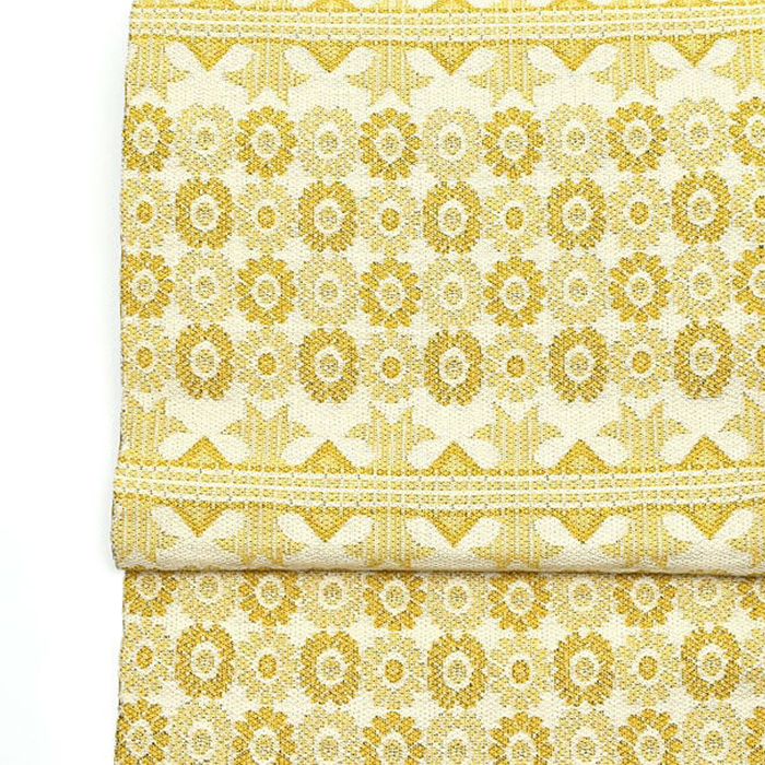 [名古屋帯]米沢 佐志め織物 謹製 五百機織 名物裂 苺錦 八寸帯