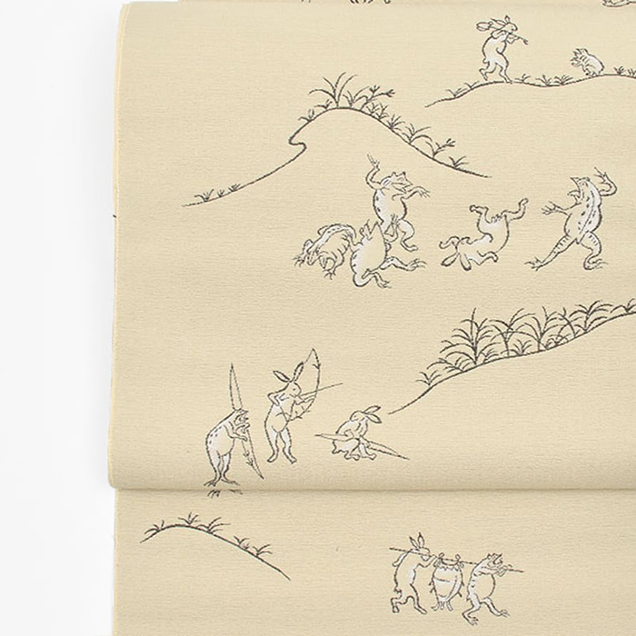 [名古屋帯]西陣織 老舗 おぐら 謹製 鳥獣戯画 九寸帯