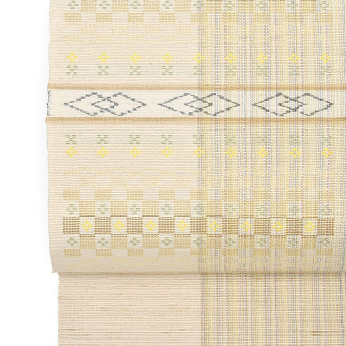 [名古屋帯]本場琉球 南風原花織 伝統工芸士 野原俊雄 作 手織り 経済産業大臣指定 伝統的工芸品 八寸帯