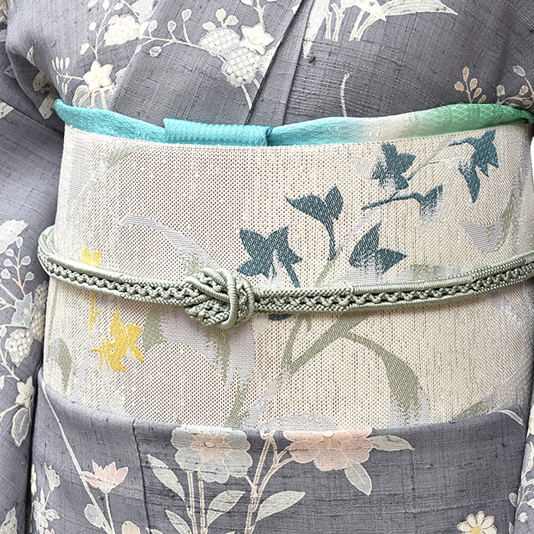 西陣織 名門 志都香 謹製 春の草花文様 八寸 名古屋帯 正絹