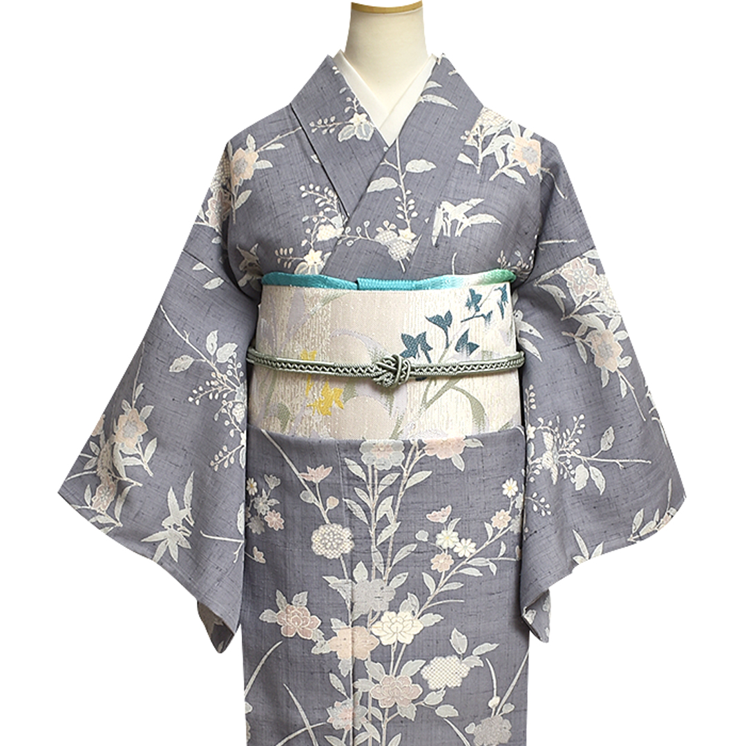 西陣織 名門 志都香 謹製 春の草花文様 八寸 名古屋帯 正絹