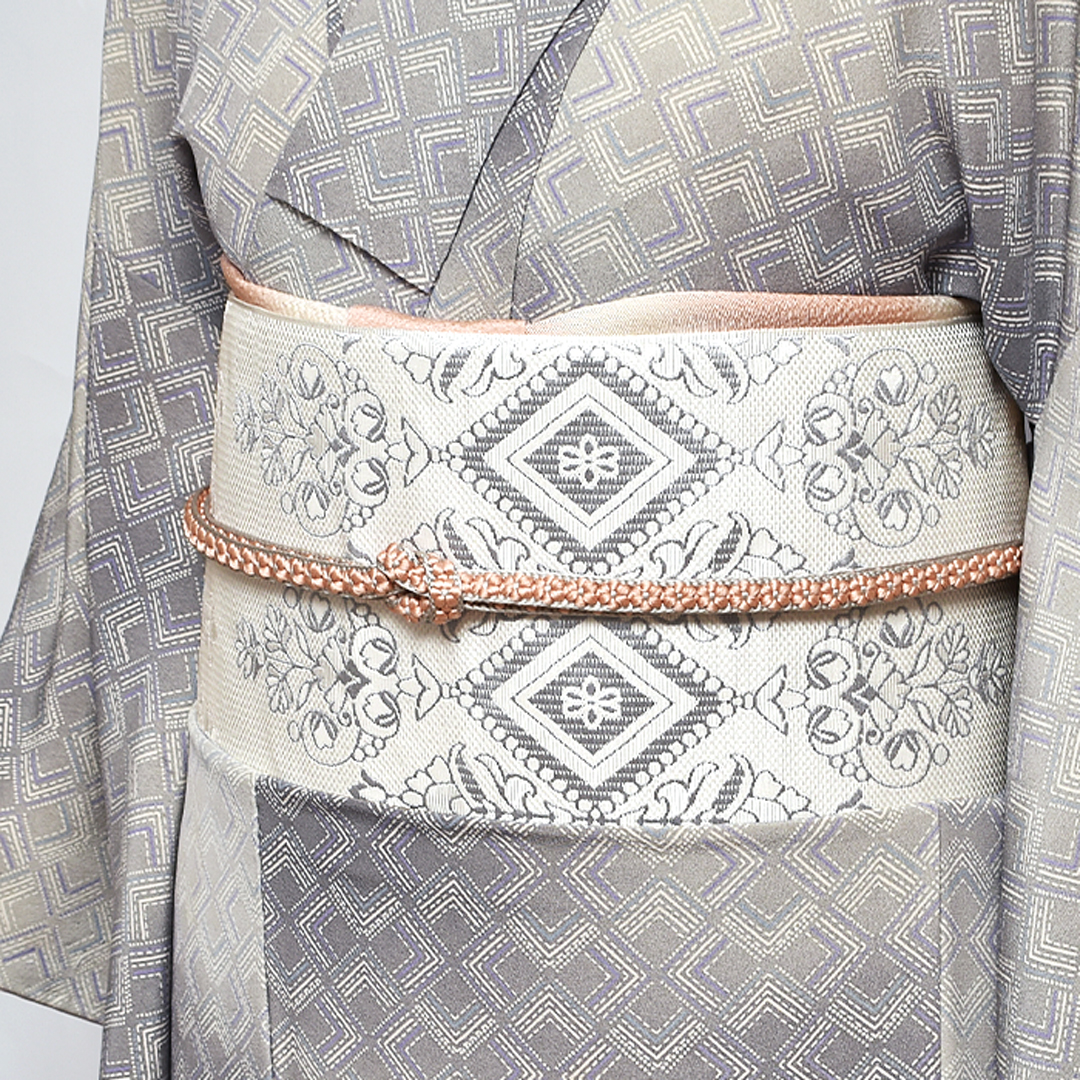 博多帯 黒木織物 謹製 本場筑前博多織 “小唐花” 金印 八寸 名古屋帯